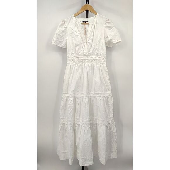 Quince Women 100% Organic Cotton Poplin Tiered Maxi Dress Classic White S - Picture 2 of 3